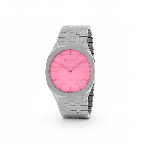Gucci 25H Pink Silver Watch YA163410 Women's Size 38 - Picture 2 of 15